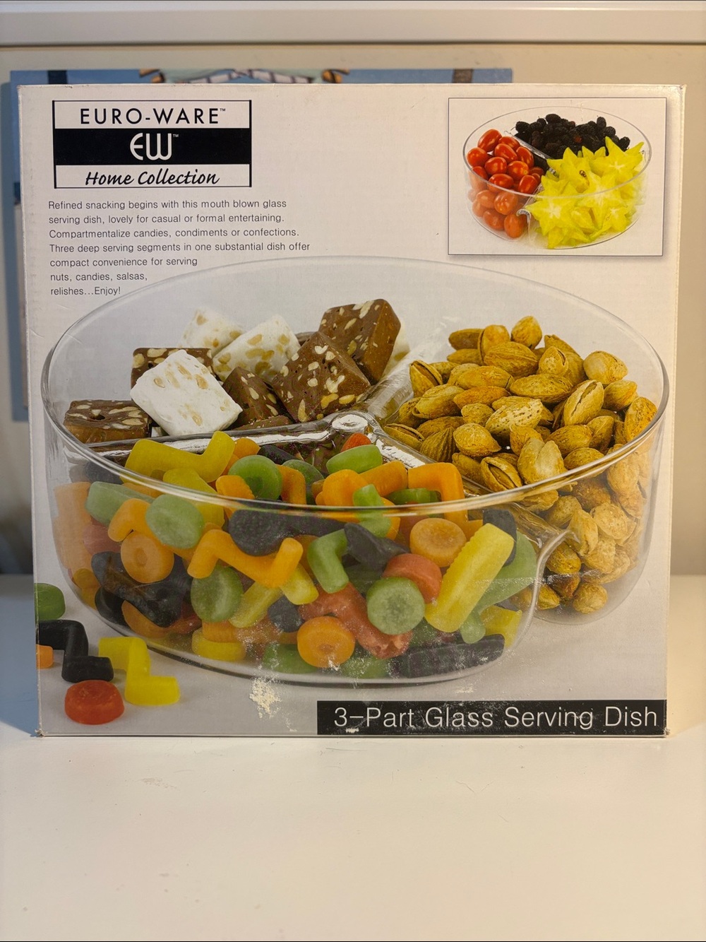 Clear 3-Part Glass Serving Dish